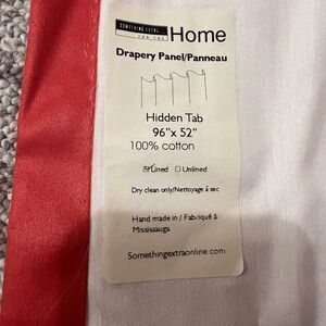 Red on red striped panel curtains. 2 available.